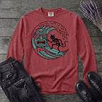 Surfing Cat Skeleton Long Sleeve T-Shirt