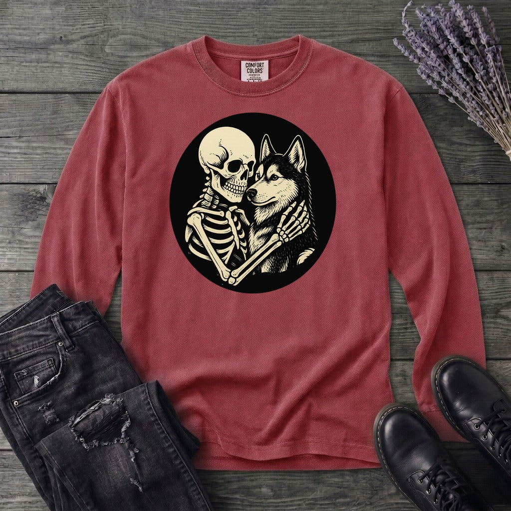 Skeleton Husky Hug Long Sleeve T-Shirt