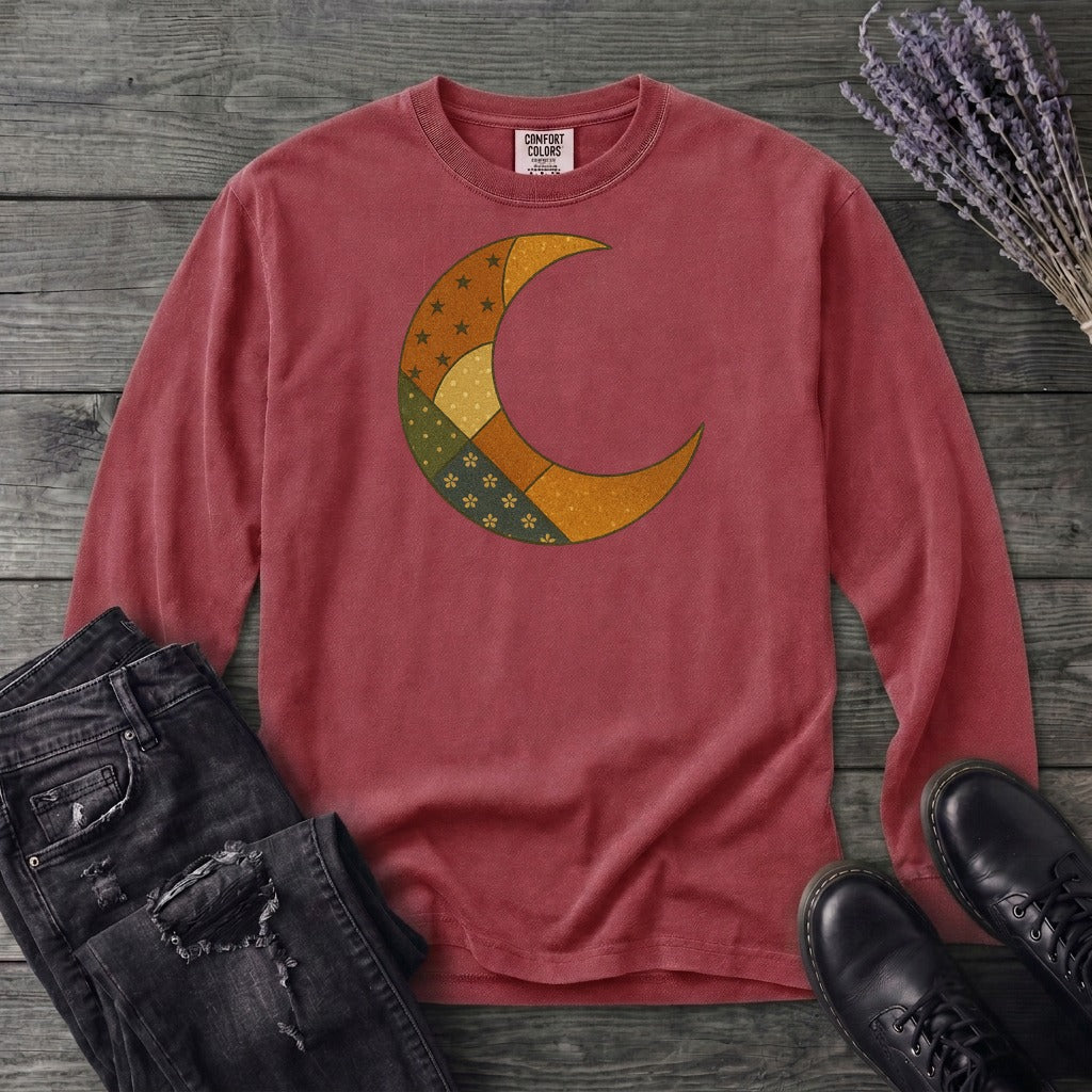 Patchwork Crescent Moon Long Sleeve T-Shirt