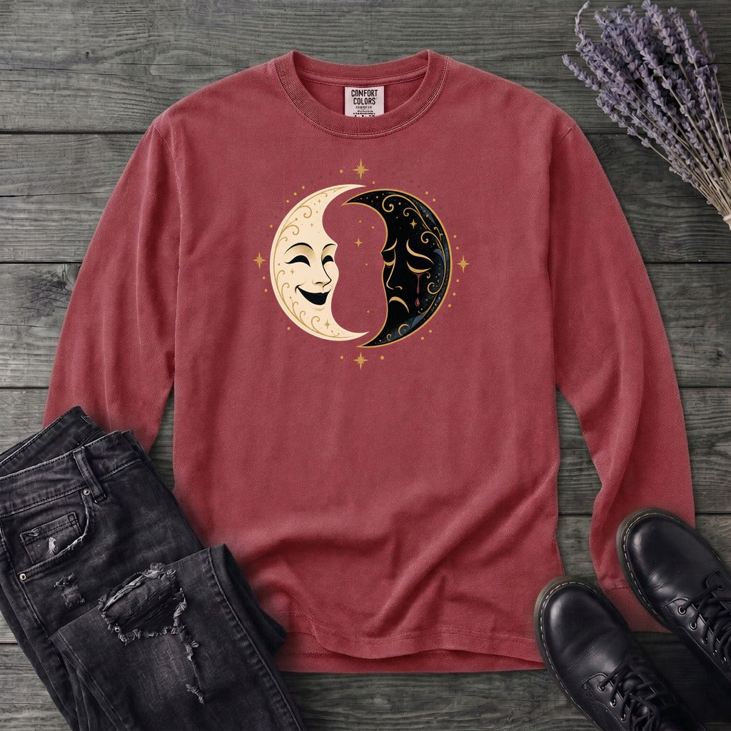 Comedy Tragedy Moons Long Sleeve T-Shirt