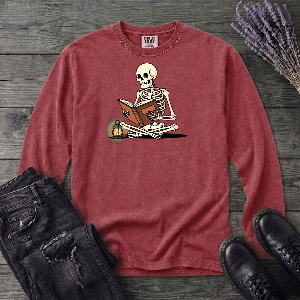 Skeleton Reading Long Sleeve T-Shirt