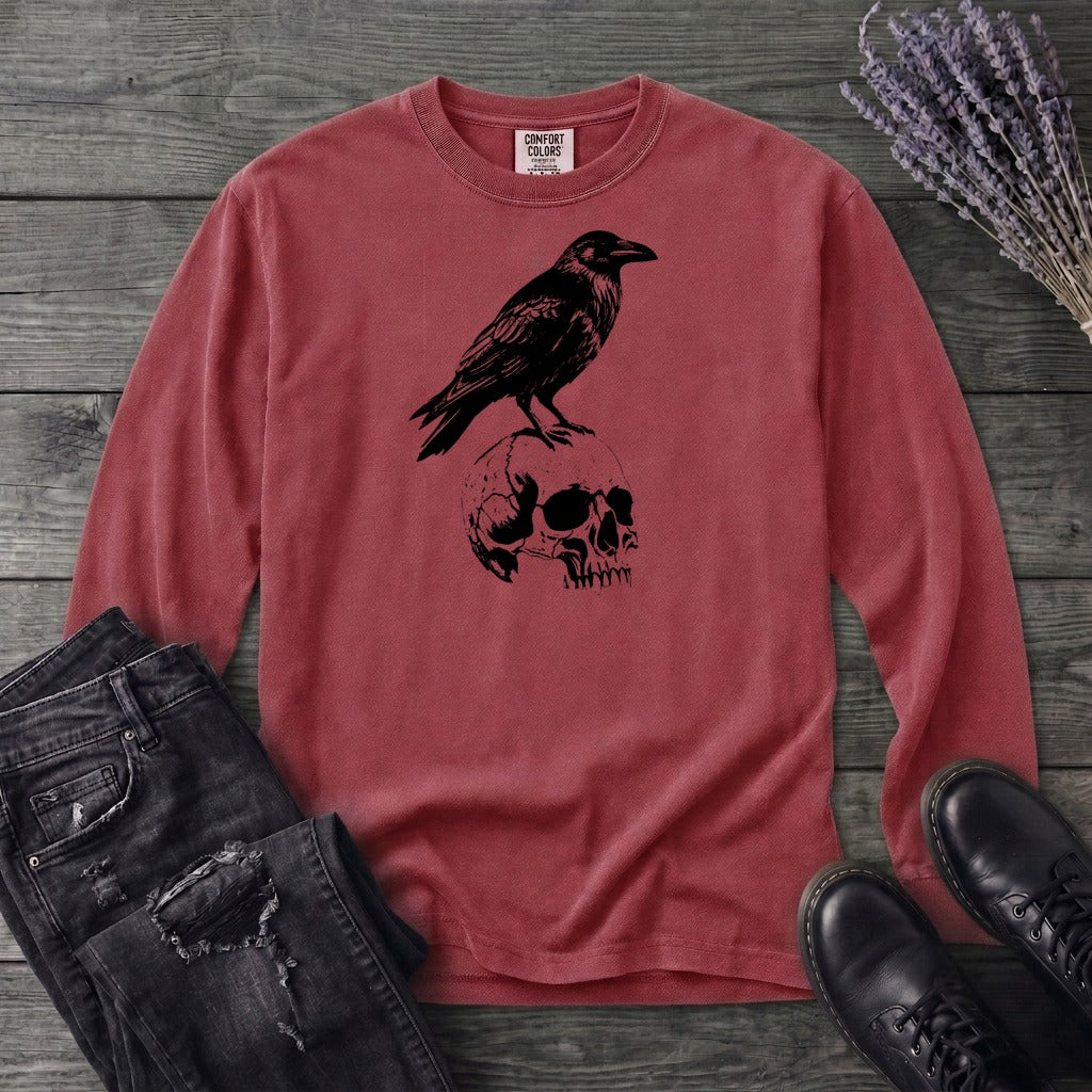Classic Crow and Skull Long Sleeve T-Shirt