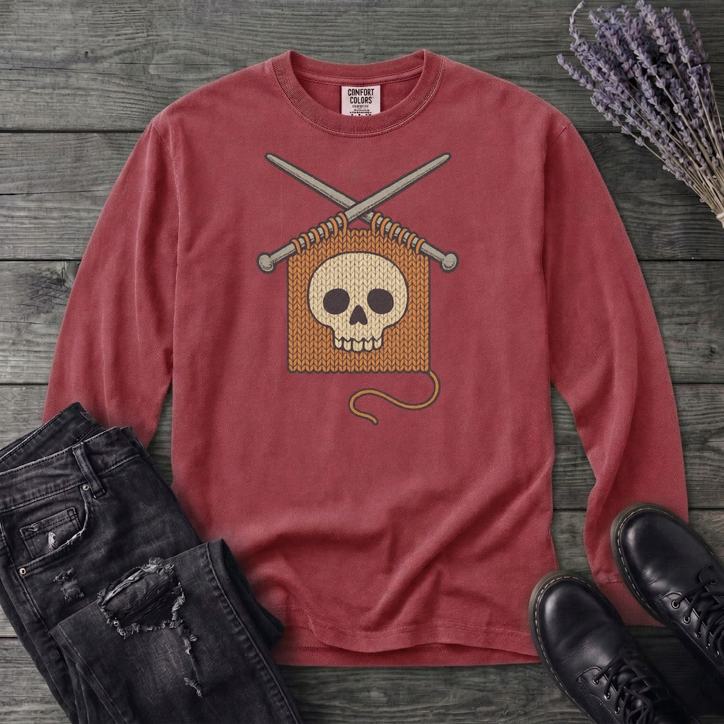 Knit Skull Long Sleeve T-Shirt
