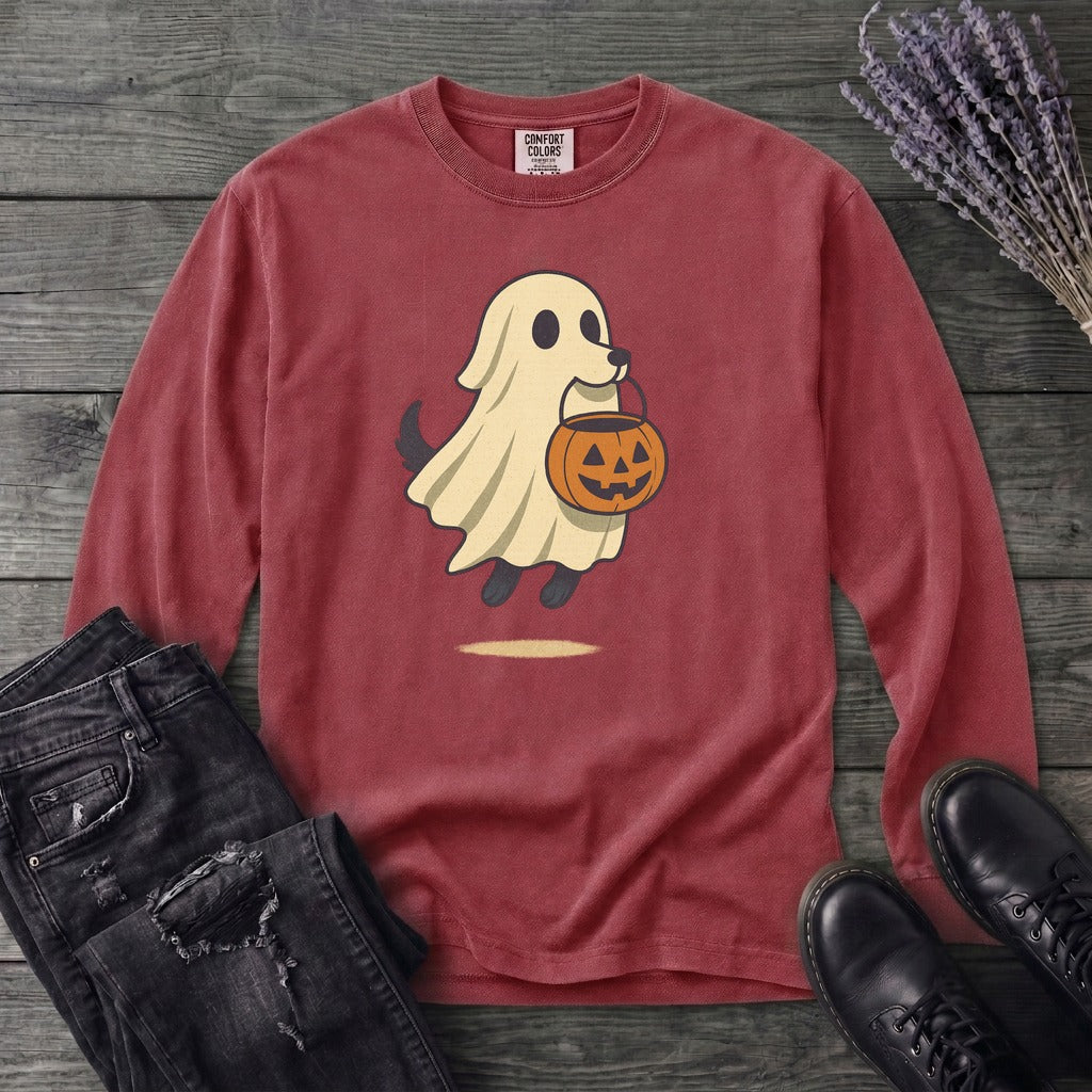 Ghost Dog Trick-Or-Treating Long Sleeve T-Shirt