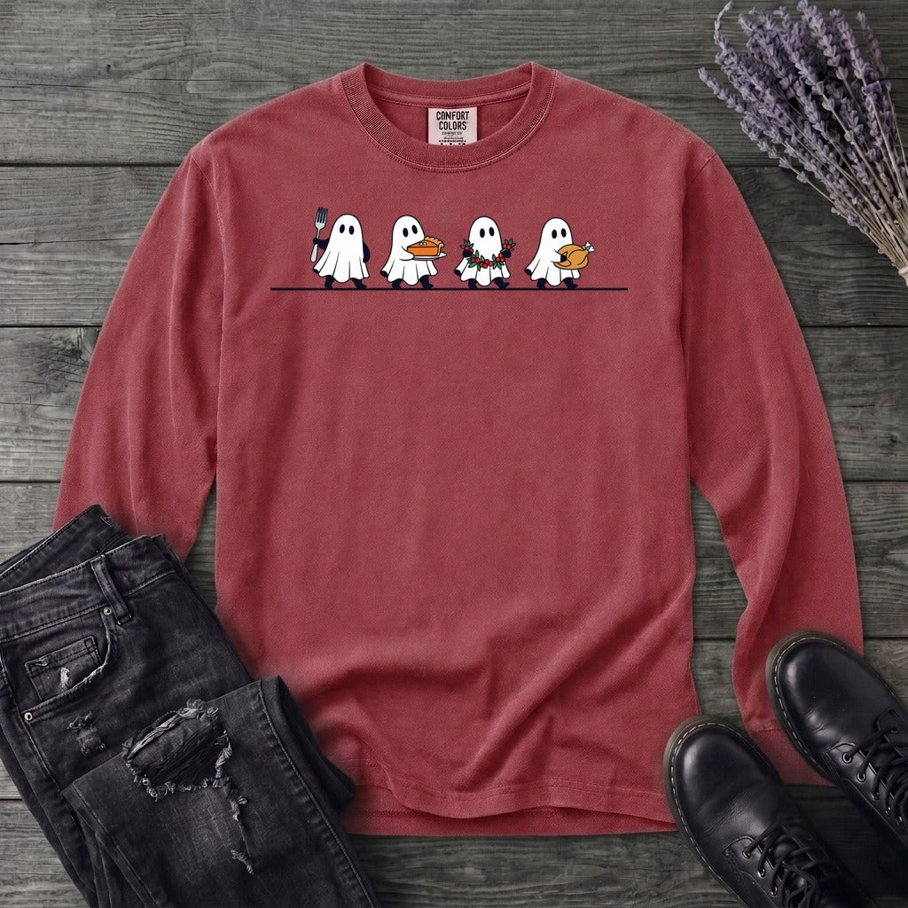 Four Ghost Thanksgiving Long Sleeve T-Shirt