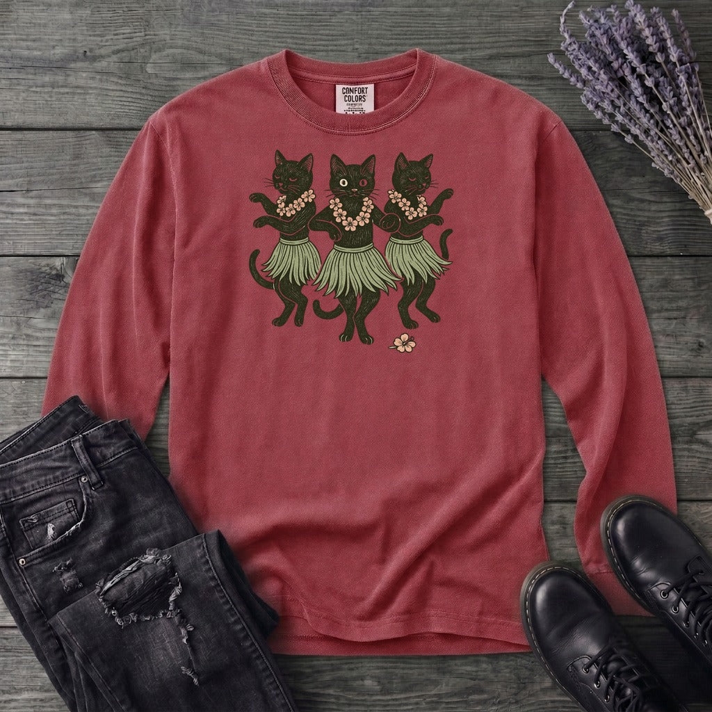 Hula Black Cat Trio Long Sleeve T-Shirt