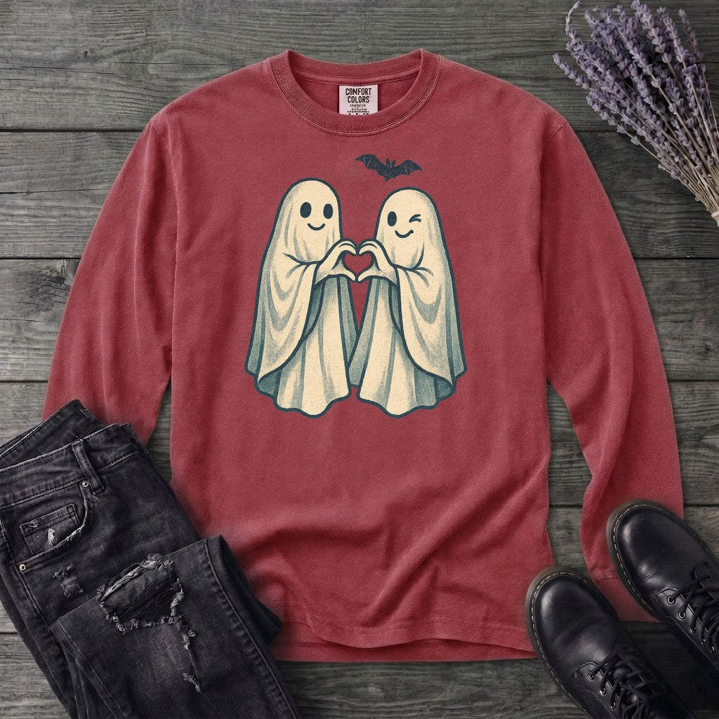 Two Ghosts Heart Hands Long Sleeve T-Shirt