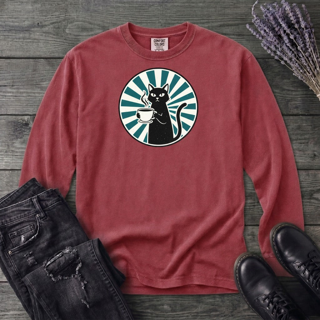 Black Cat Coffee Long Sleeve T-Shirt