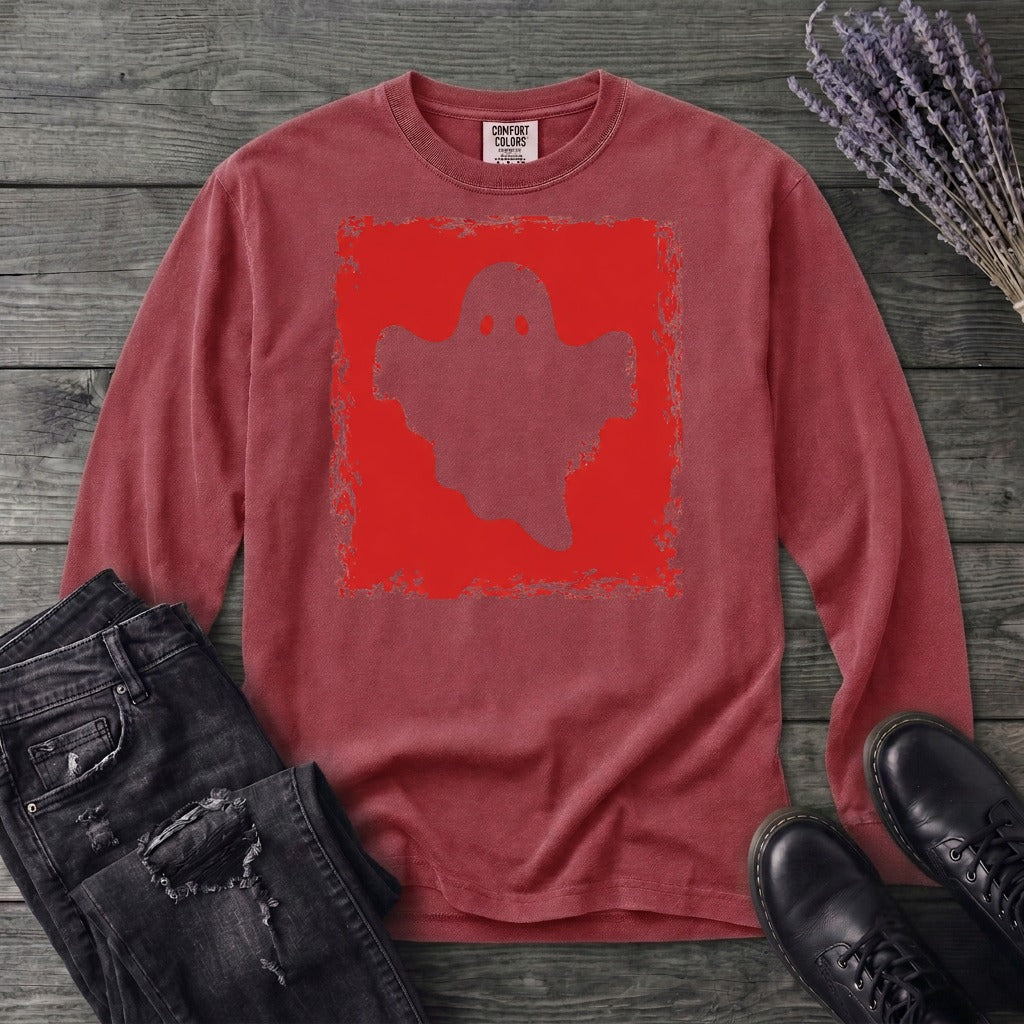 Grunge Stencil Ghost Long Sleeve T-Shirt