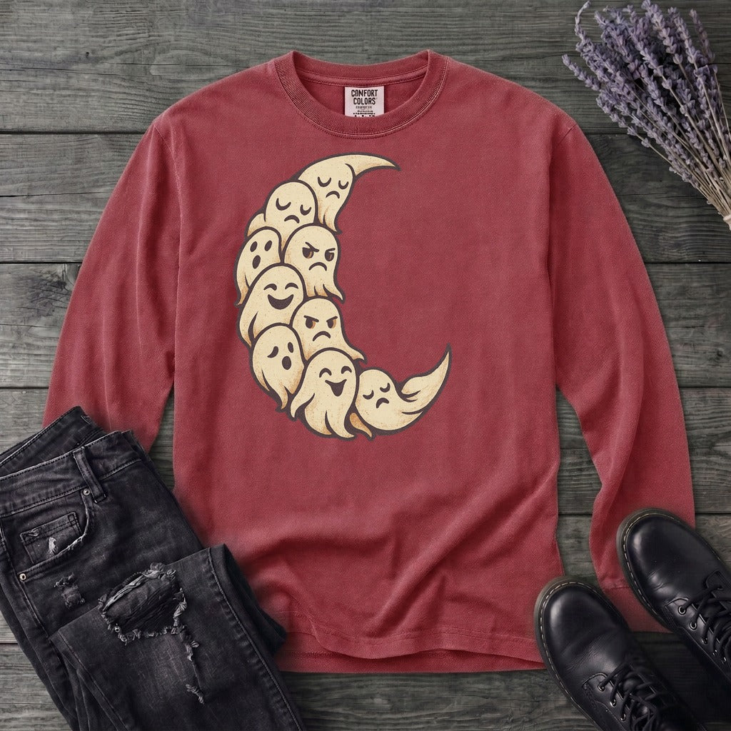 crescent moon ghosts Long Sleeve T-Shirt