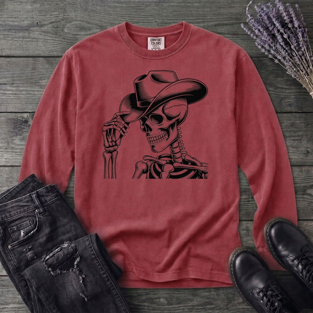 Cowboy Hat Skeleton Long Sleeve T-Shirt