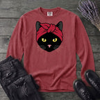 Black Cat Headband Long Sleeve T-Shirt