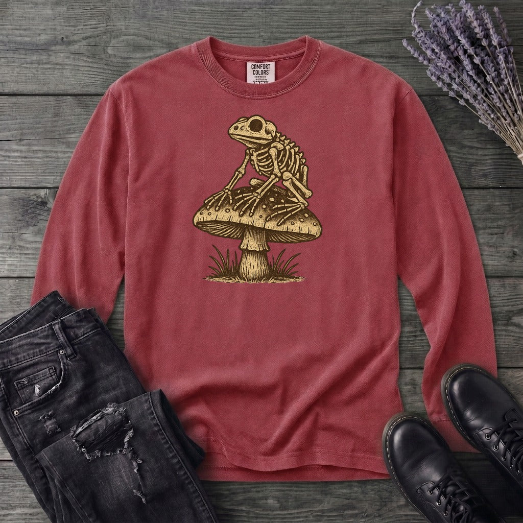 Frog Skeleton Mushroom Long Sleeve T-Shirt