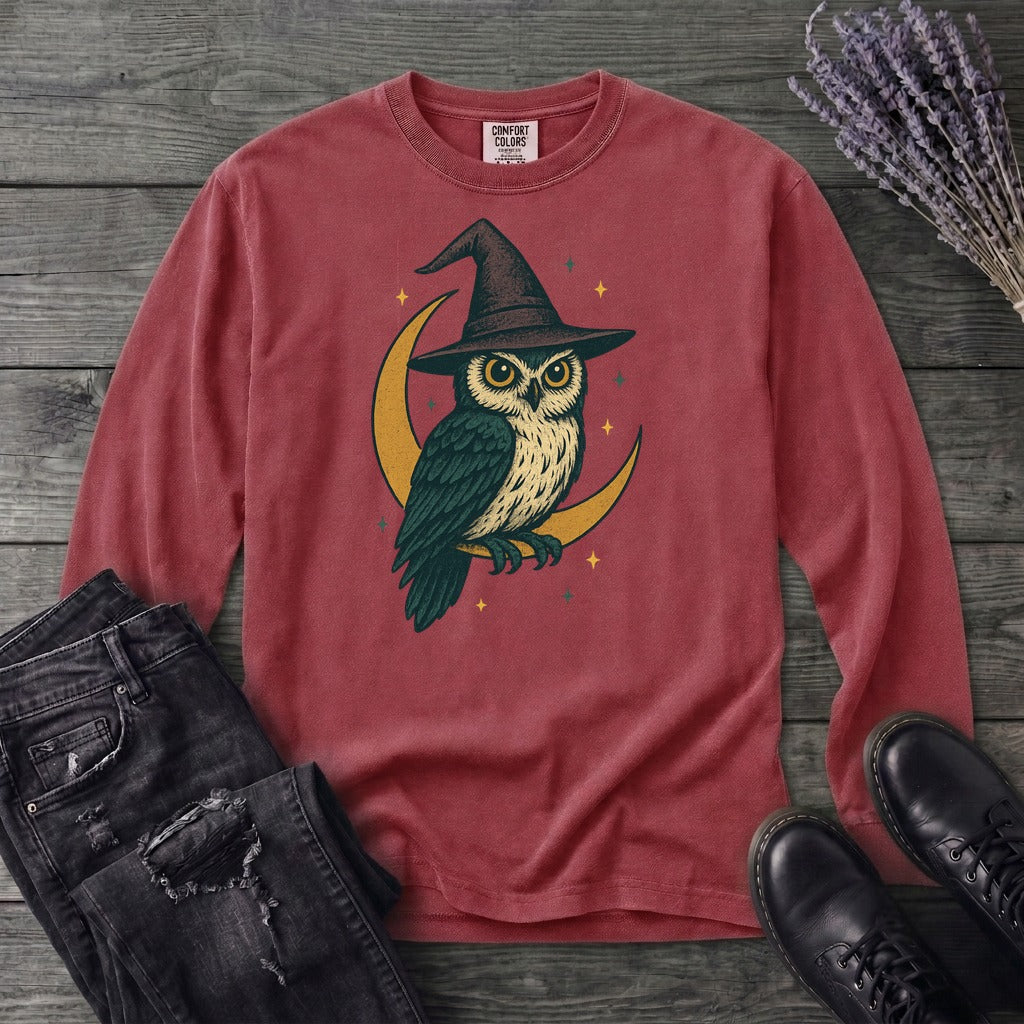 crescent moon witch owl Long Sleeve T-Shirt