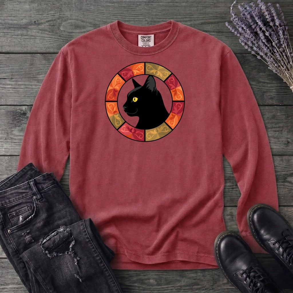 Black Cat Autumn Medallion Long Sleeve T-Shirt