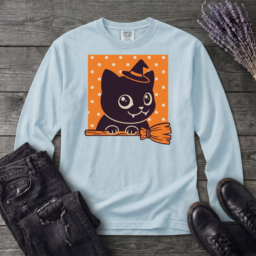 Broomstick Kitty Long Sleeve T-Shirt