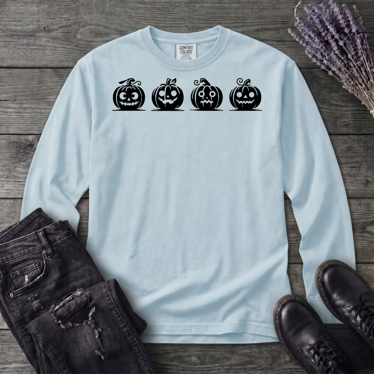 Four Jack-O-Lanterns Long Sleeve T-Shirt