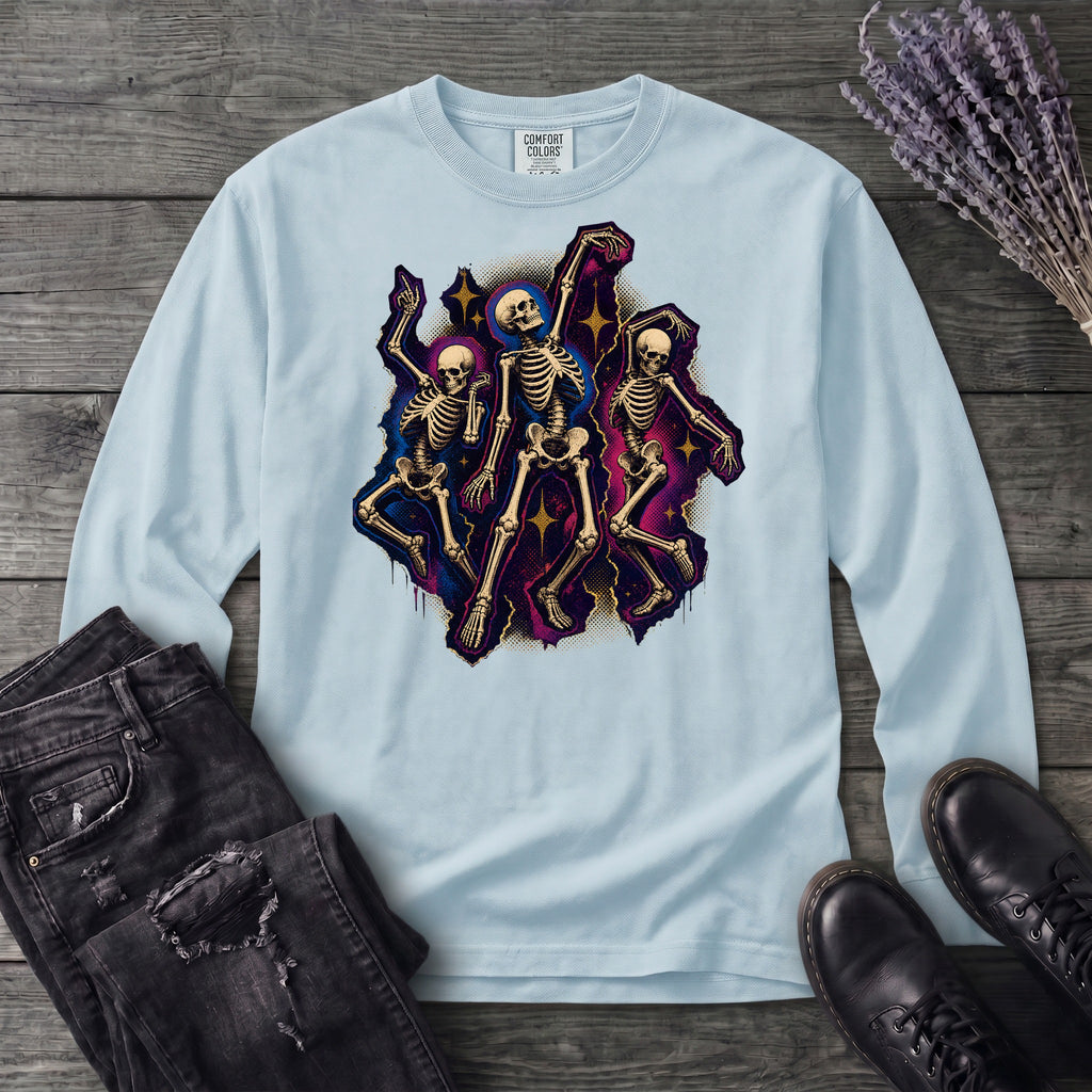 Textured Dancing Skeletons Long Sleeve T-Shirt