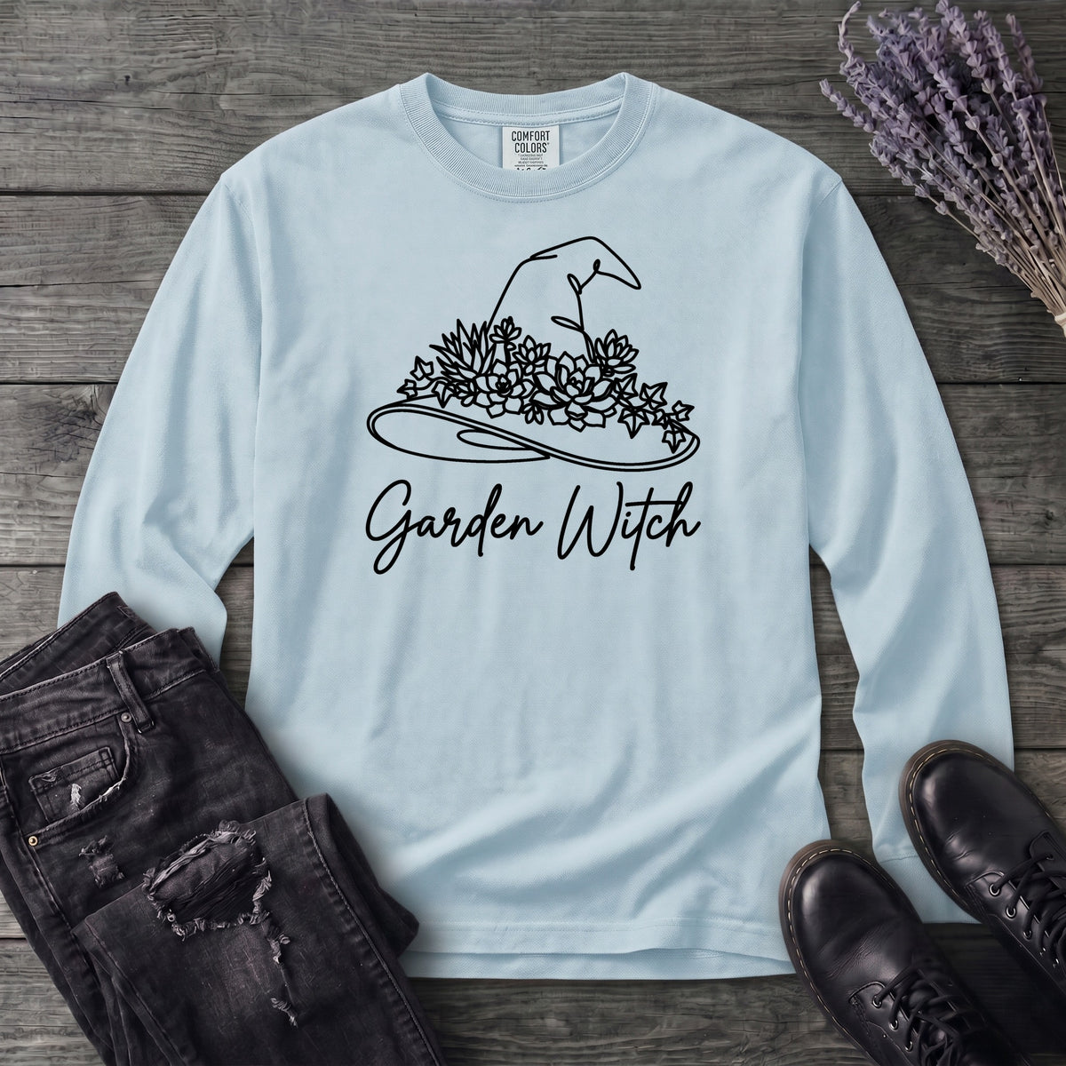 garden witch floral hat Long Sleeve T-Shirt