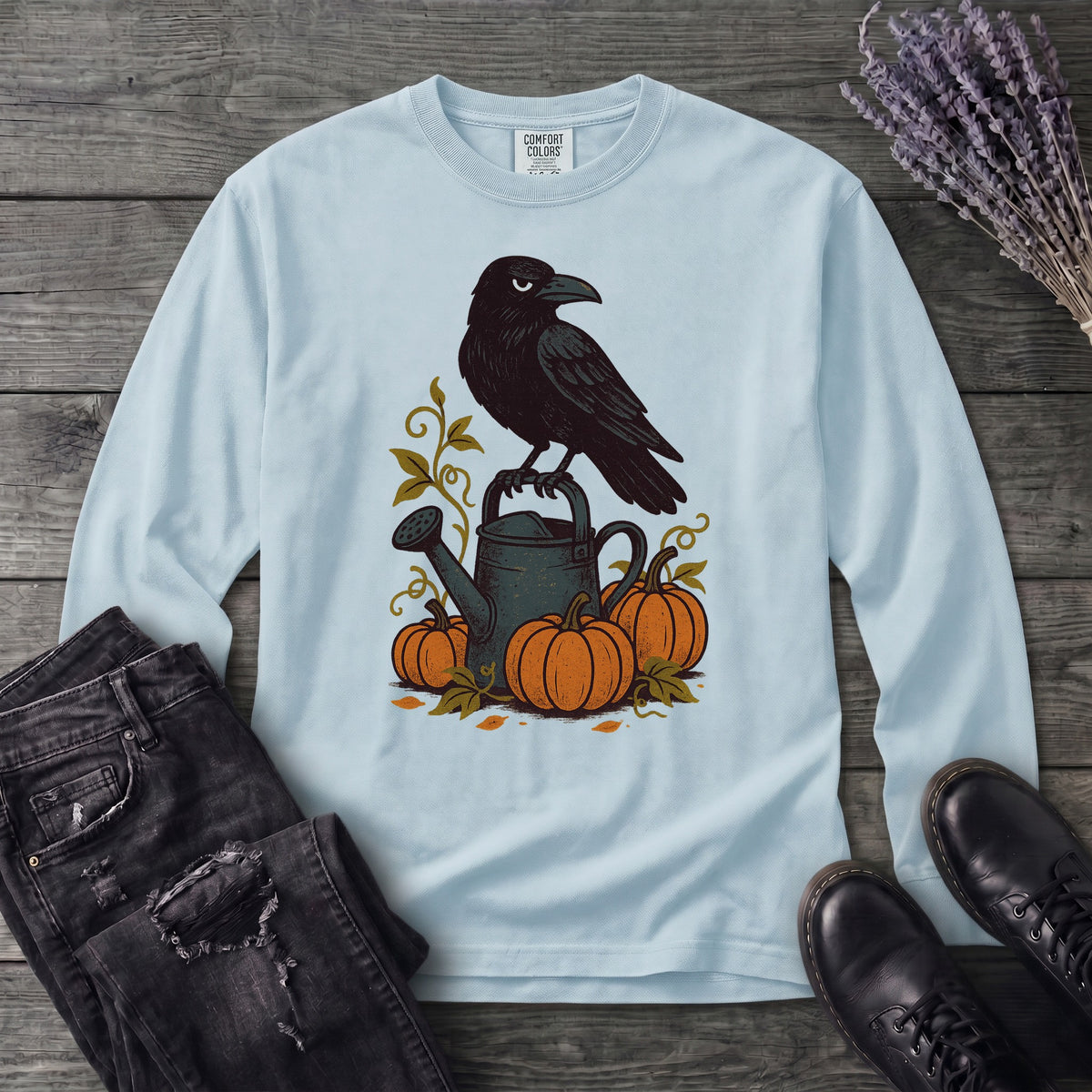 Raven Pumpkin Patch Long Sleeve T-Shirt