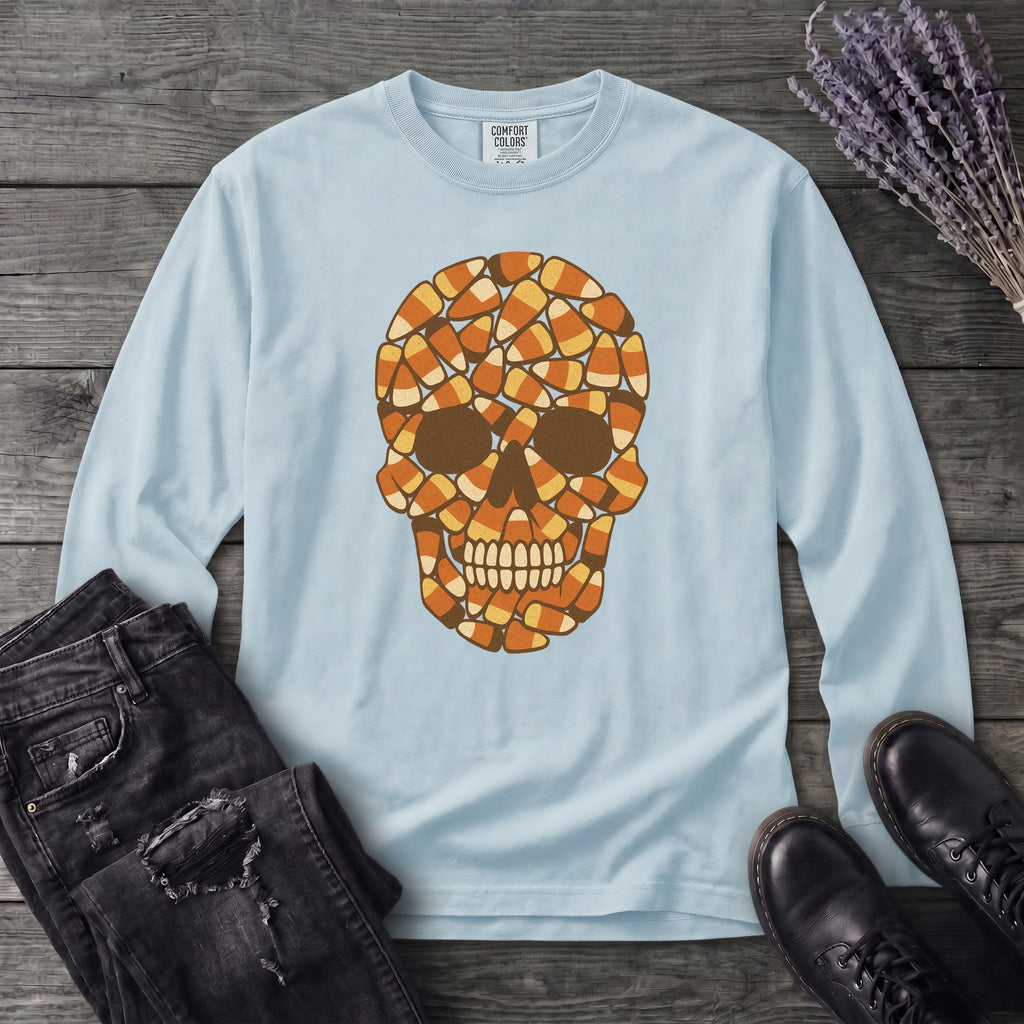 Candy Corn Skull Long Sleeve T-Shirt