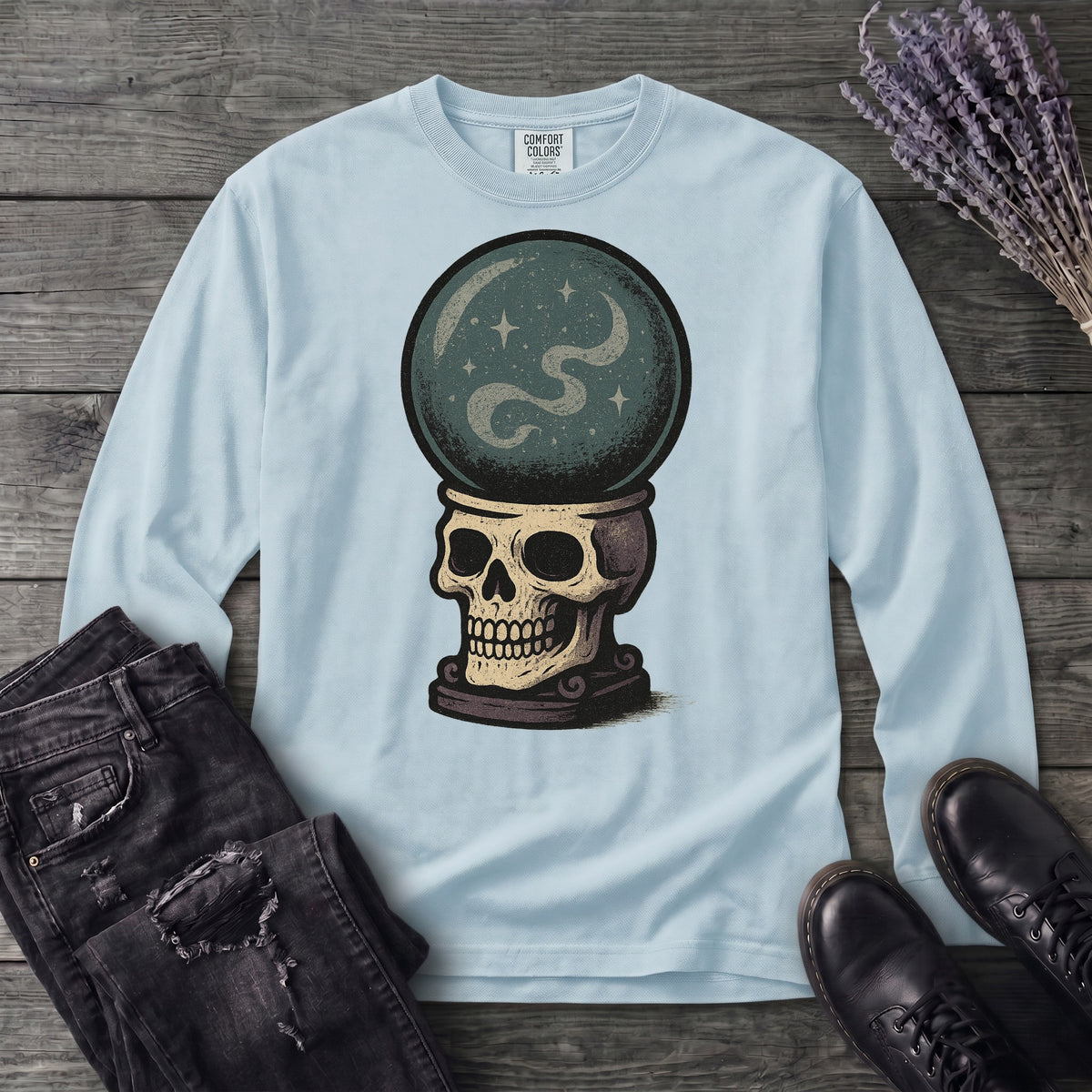 Crystal Ball Skull Long Sleeve T-Shirt