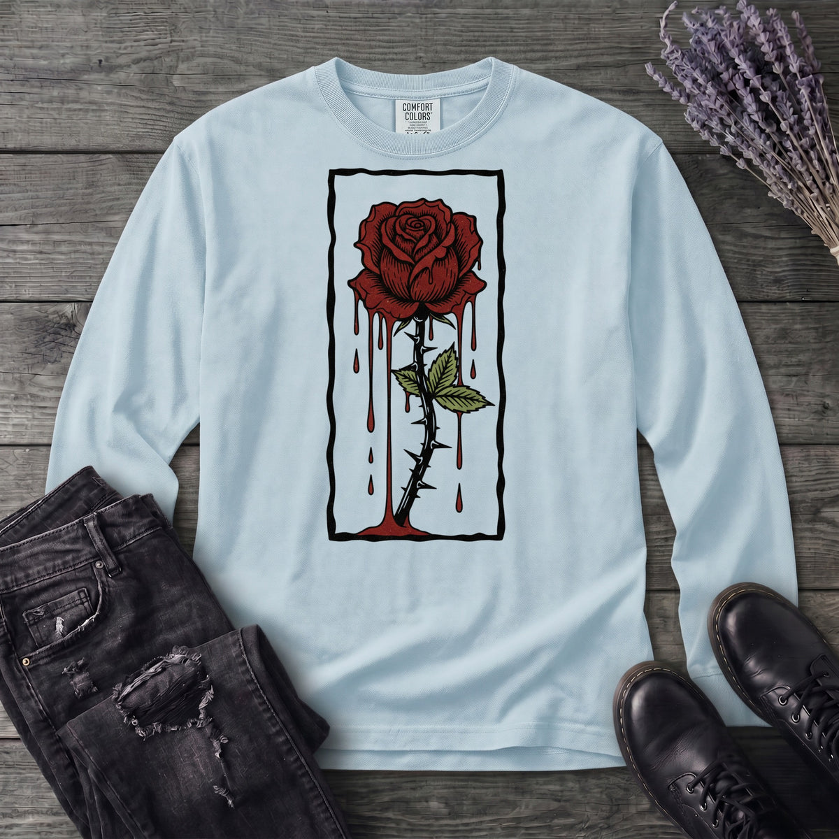 dripping rose Long Sleeve T-Shirt