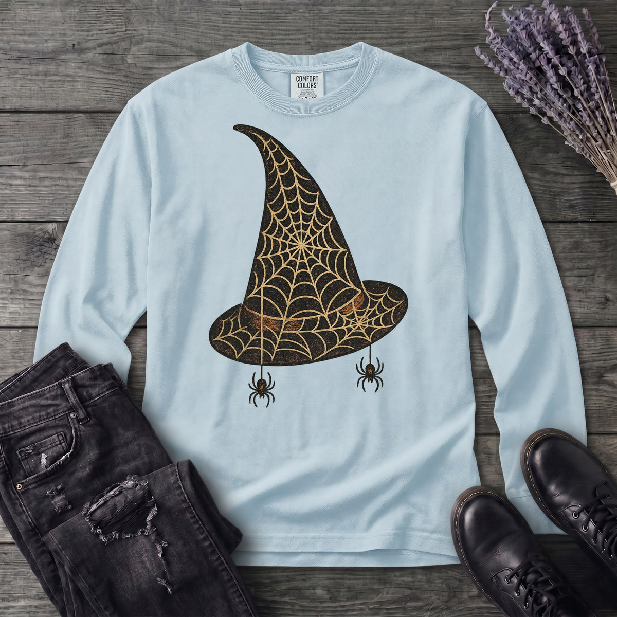 Spiderweb Witch Hat Long Sleeve T-Shirt