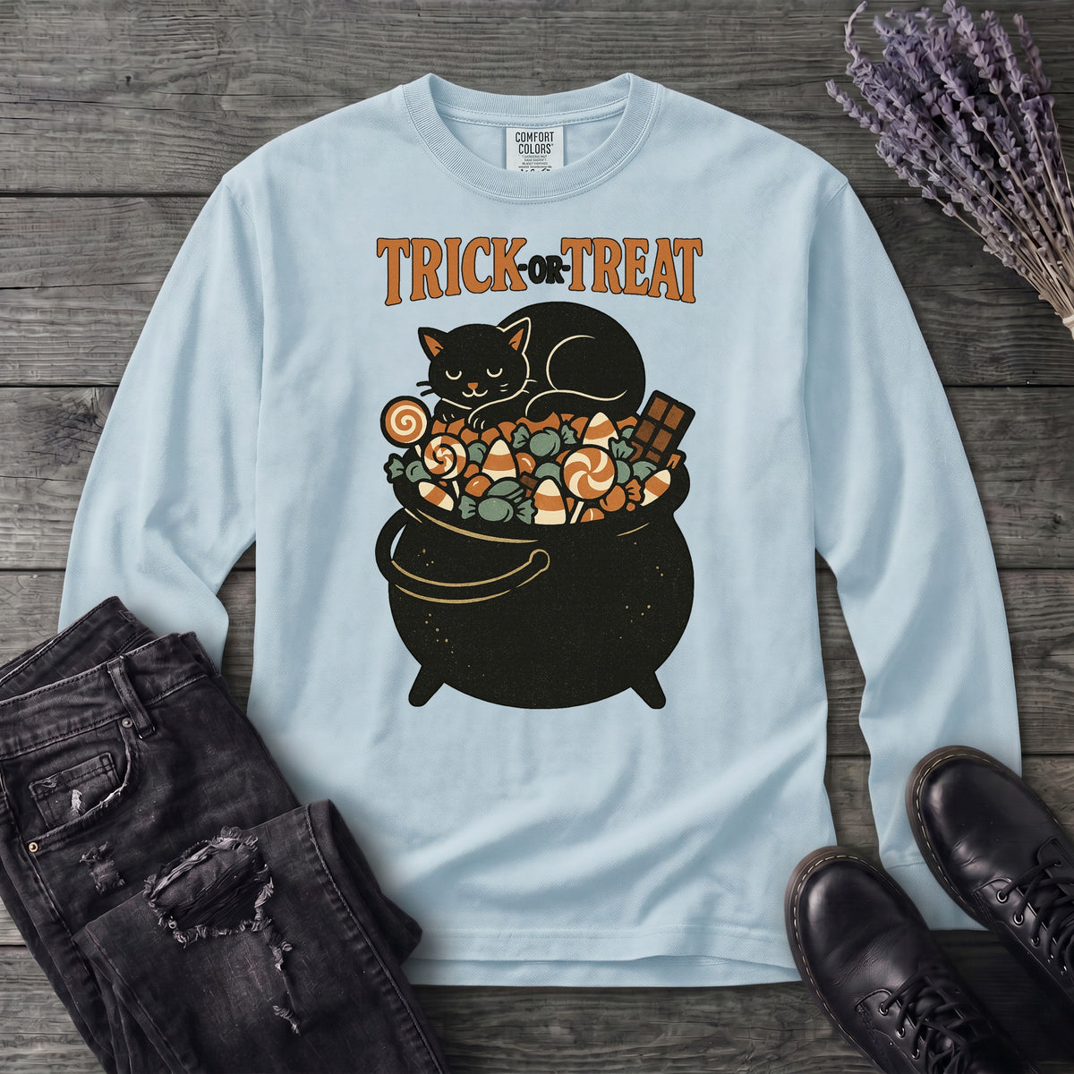 Trick Or Treat Candy Cauldron Long Sleeve T-Shirt