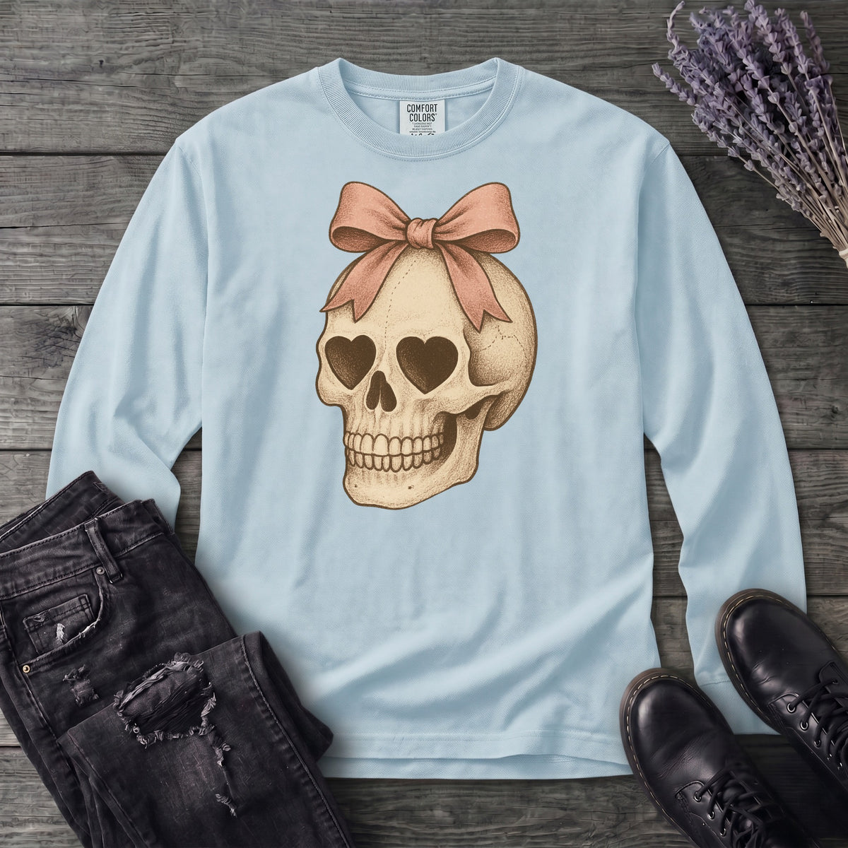 Coquette Skull Long Sleeve T-Shirt