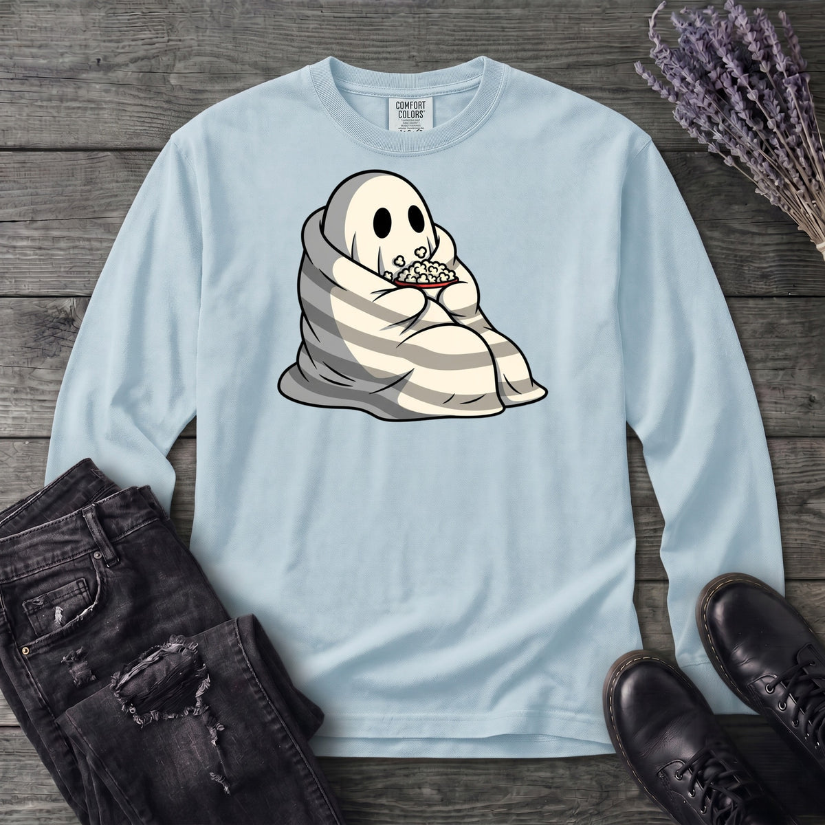 Movie Night Ghost Long Sleeve T-Shirt