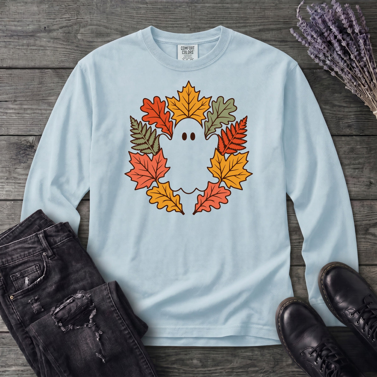 Ghost In The Leaves Long Sleeve T-Shirt