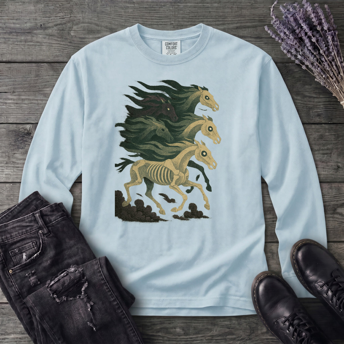 Stampeding Ghost Horses Long Sleeve T-Shirt