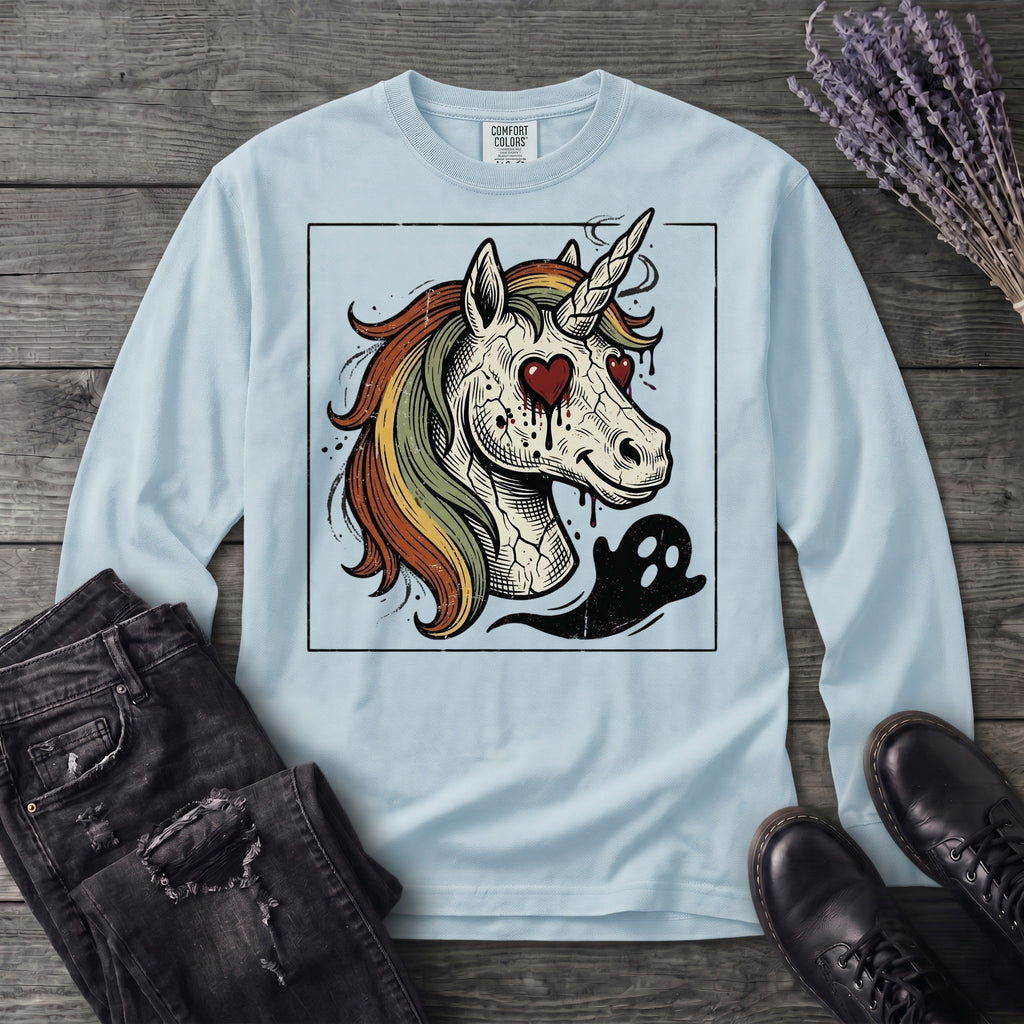 grunge zombie unicorn Long Sleeve T-Shirt