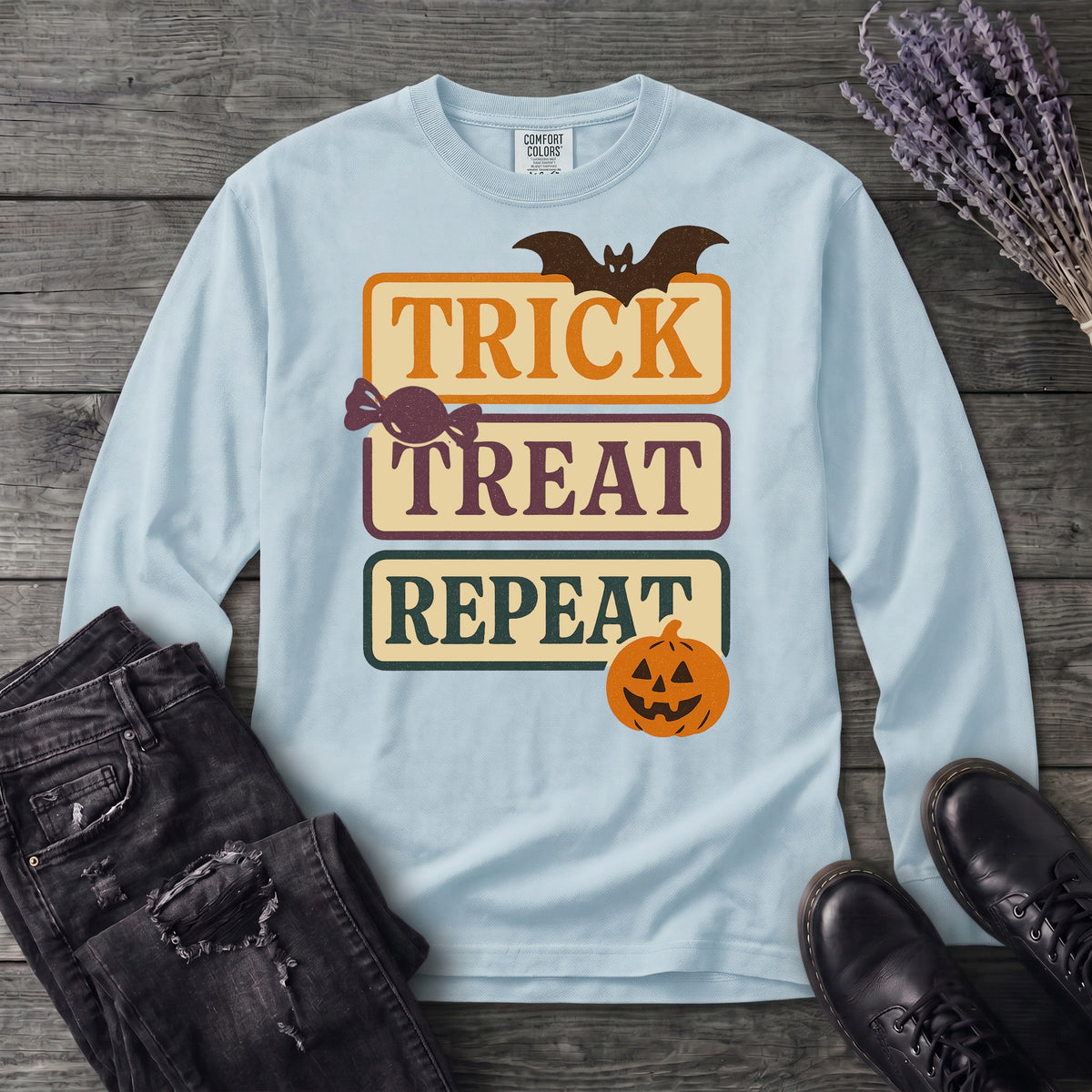 Trick Treat Repeat Muted Long Sleeve T-Shirt