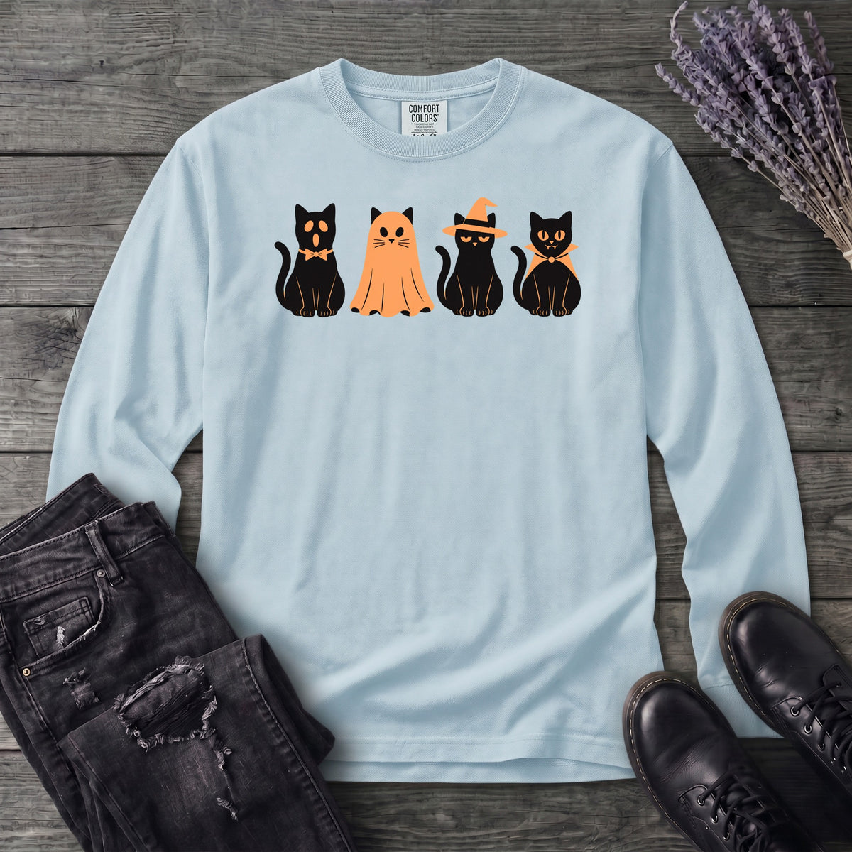 Black Cat Costume Party Long Sleeve T-Shirt