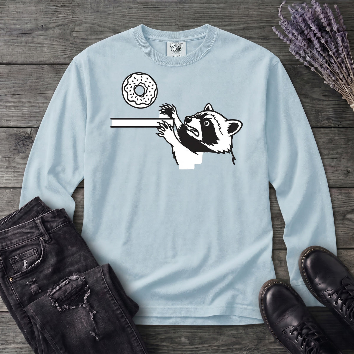 Raccoon Donut Long Sleeve T-Shirt