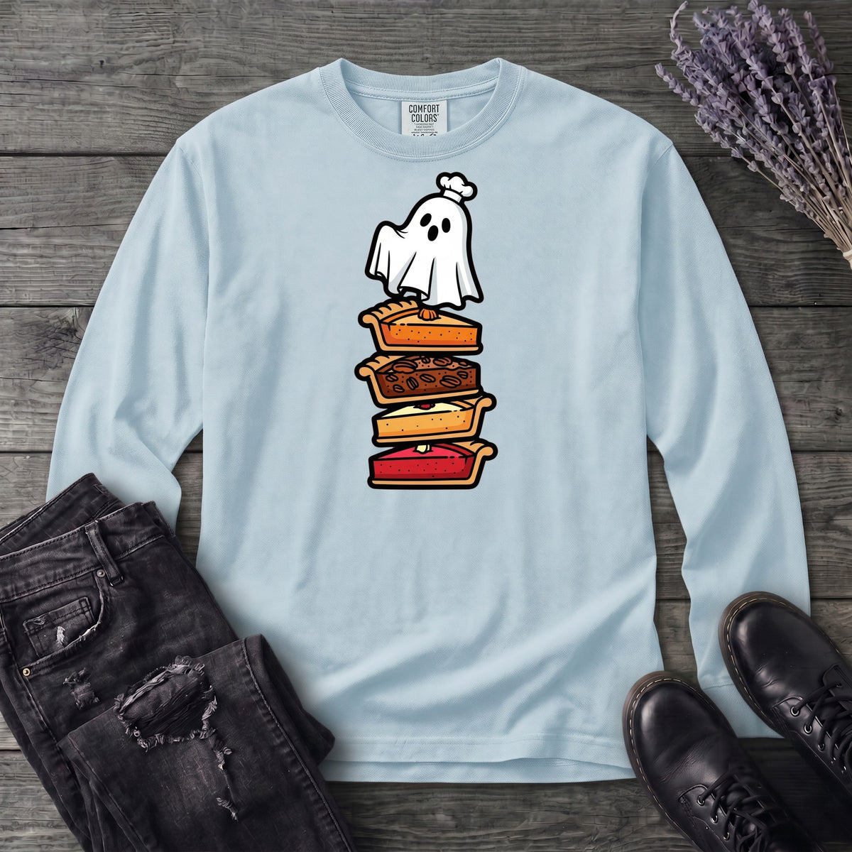 Stacked Pie Ghost Long Sleeve T-Shirt