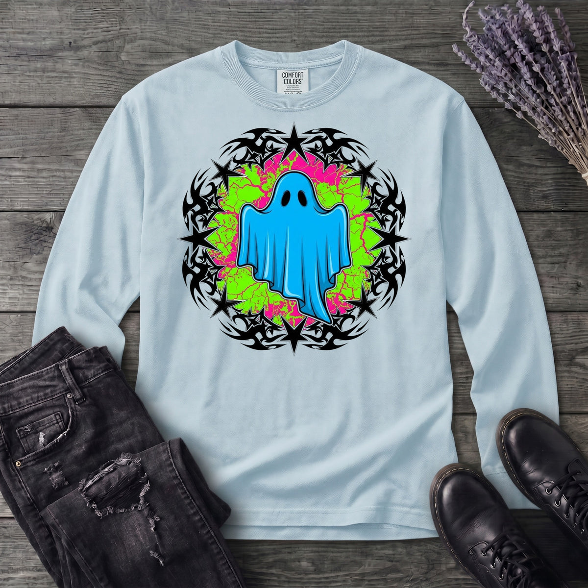 Grunge Star Ghost Long Sleeve T-Shirt