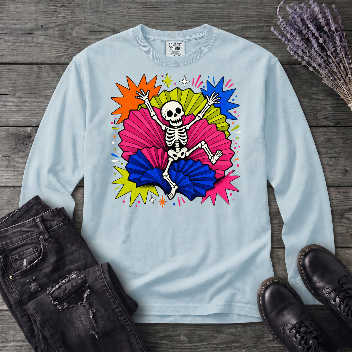 Festive Skeleton Long Sleeve T-Shirt