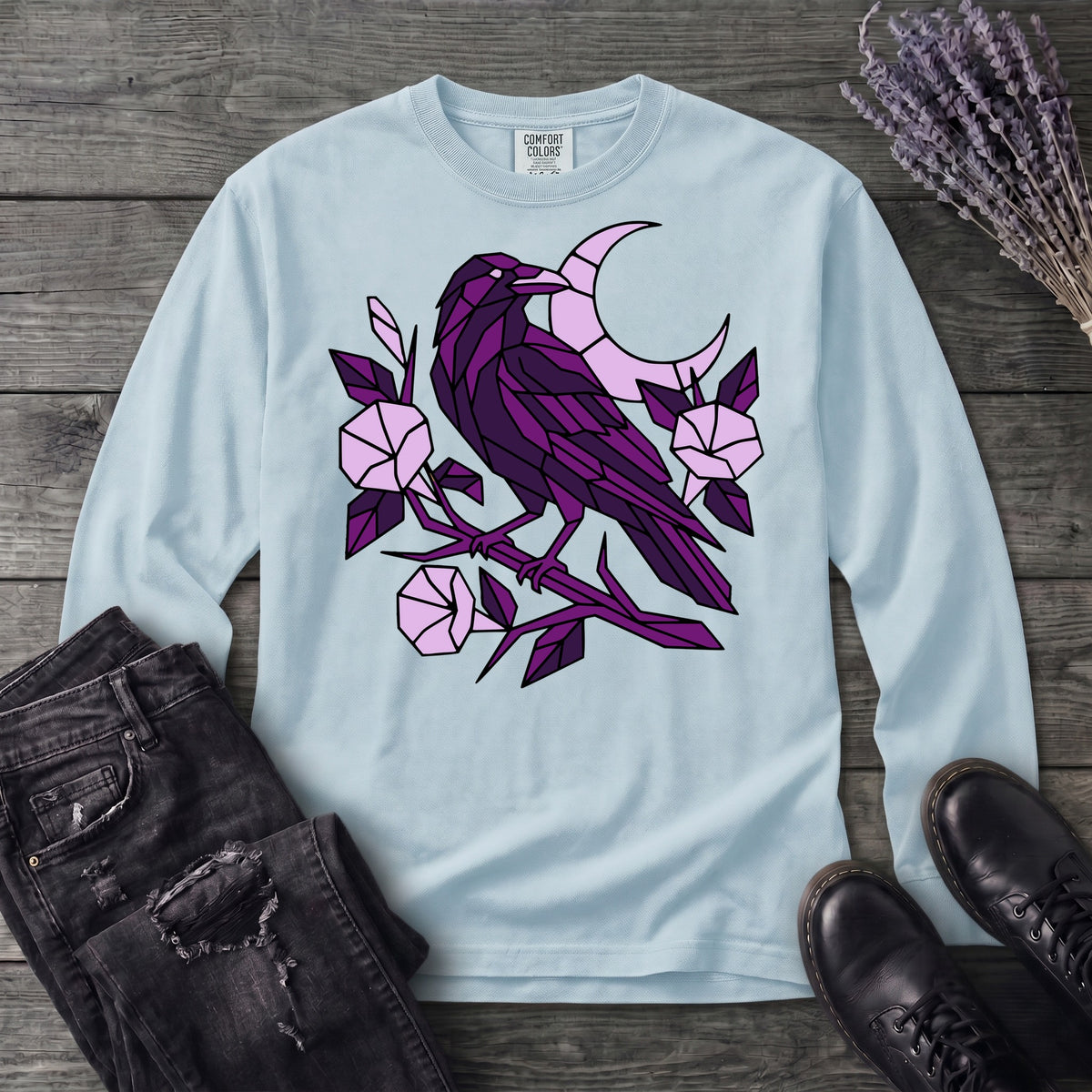 Geometric Crow Long Sleeve T-Shirt