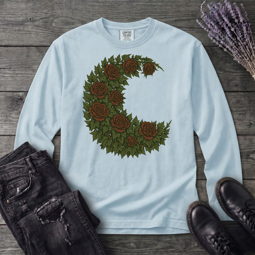 Crescent Moon Roses Long Sleeve T-Shirt
