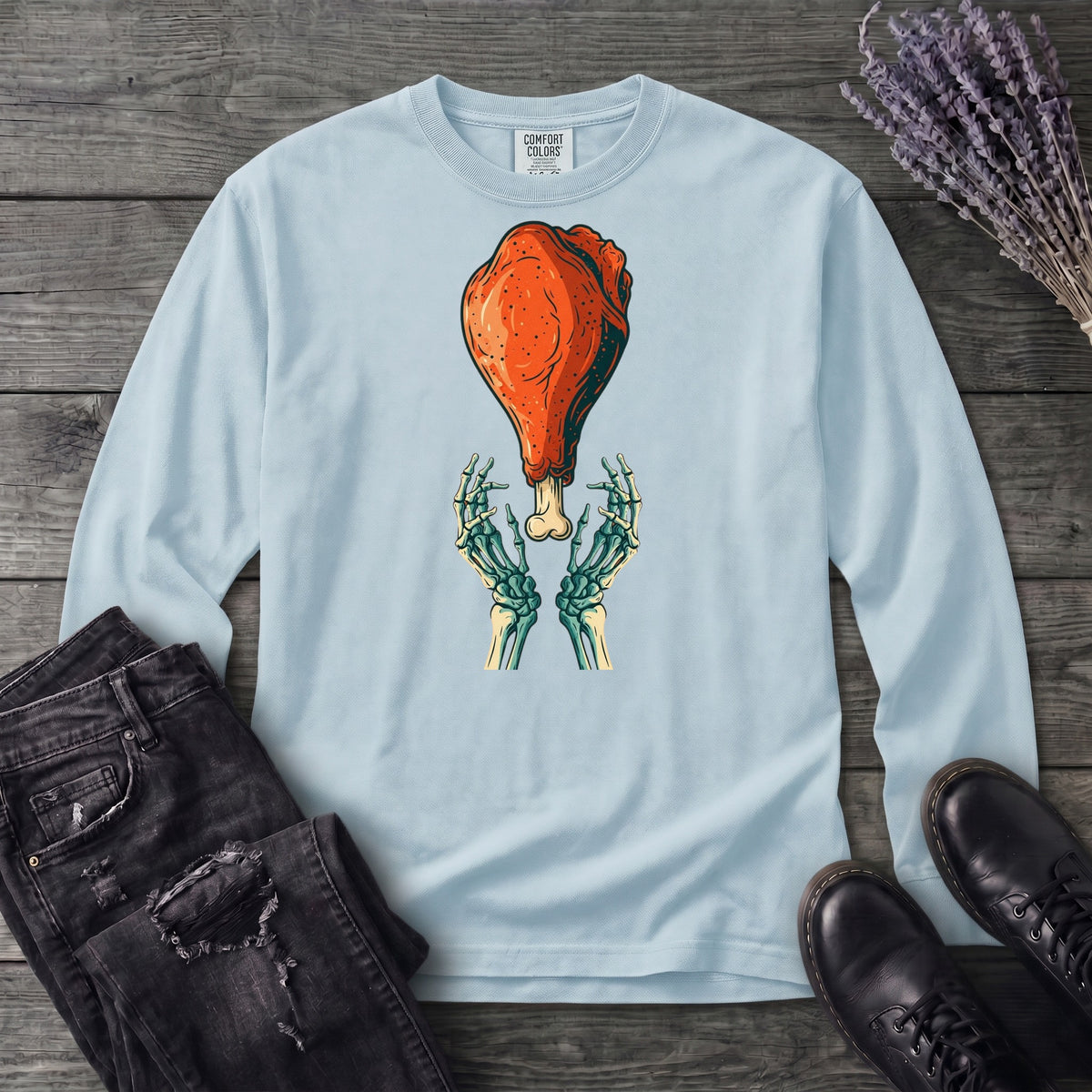 Skeleton Turkey Leg Long Sleeve T-Shirt
