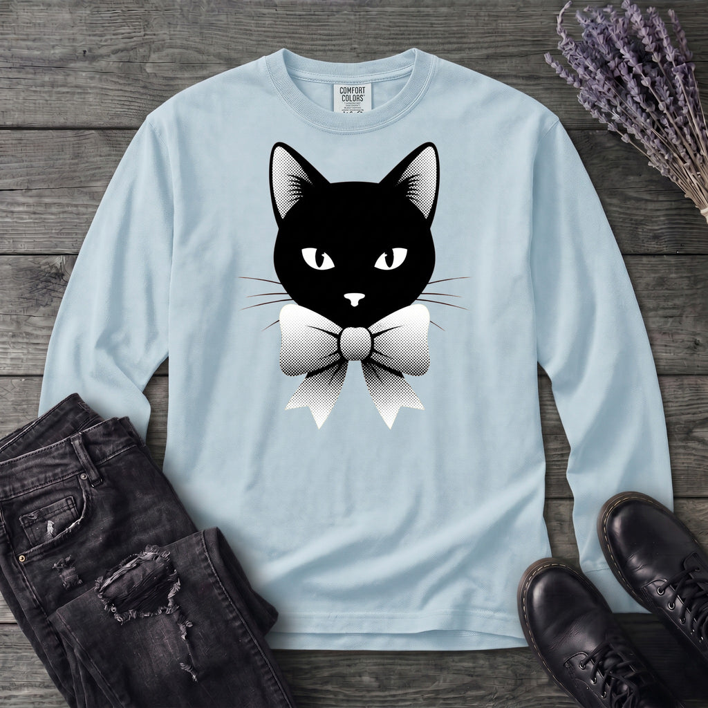 Retro Halftone Coquette Black Cat Long Sleeve T-Shirt
