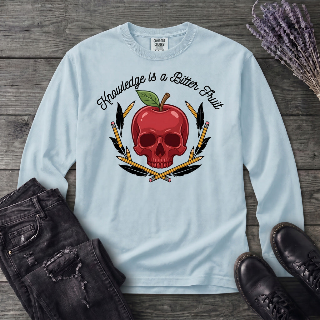 knowledge is a bitter fruit apple skull Long Sleeve T-Shirt