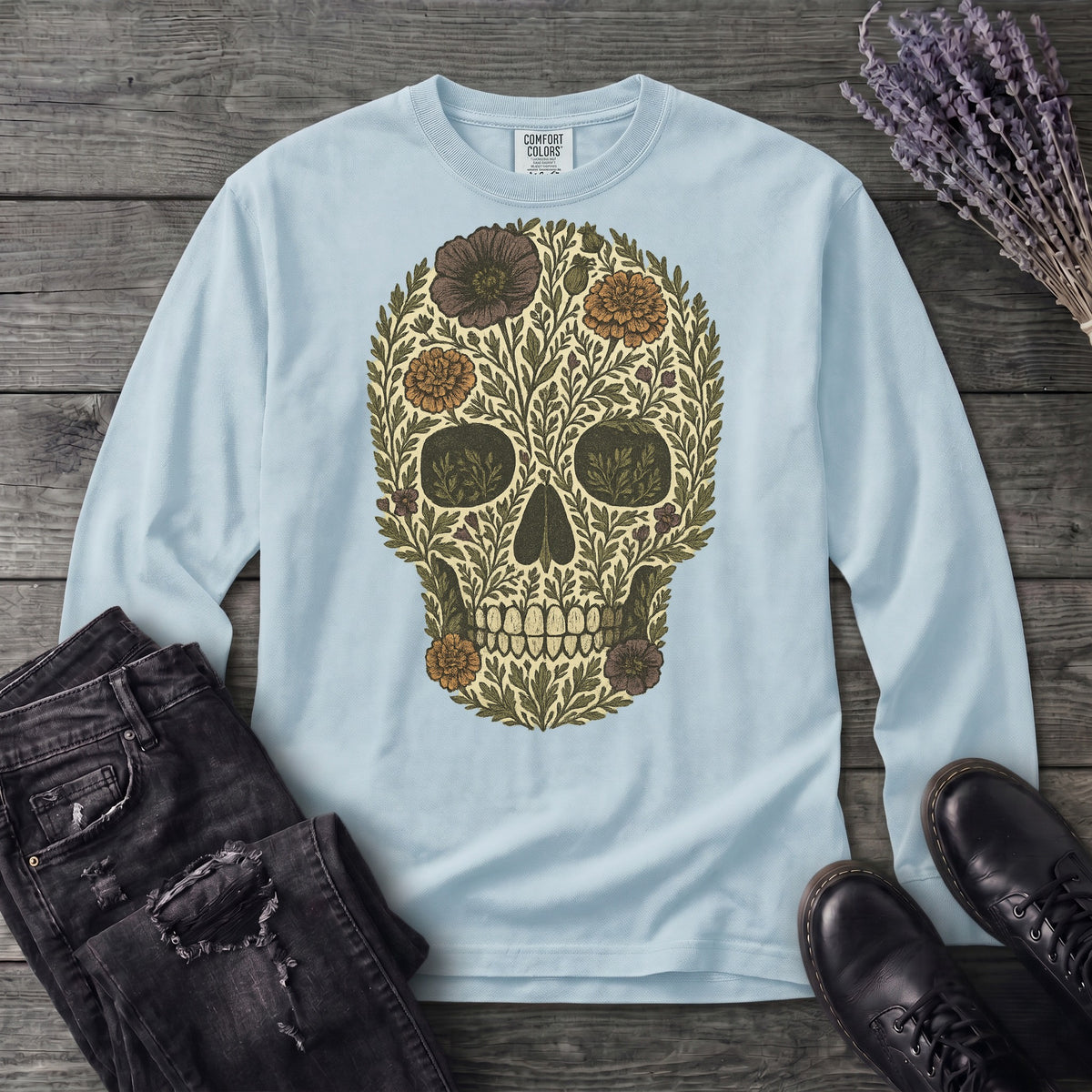 Wildflower Skull Long Sleeve T-Shirt