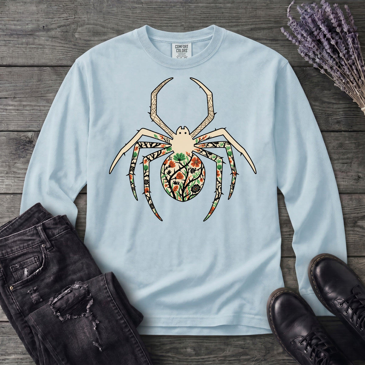 boho floral spider Long Sleeve T-Shirt