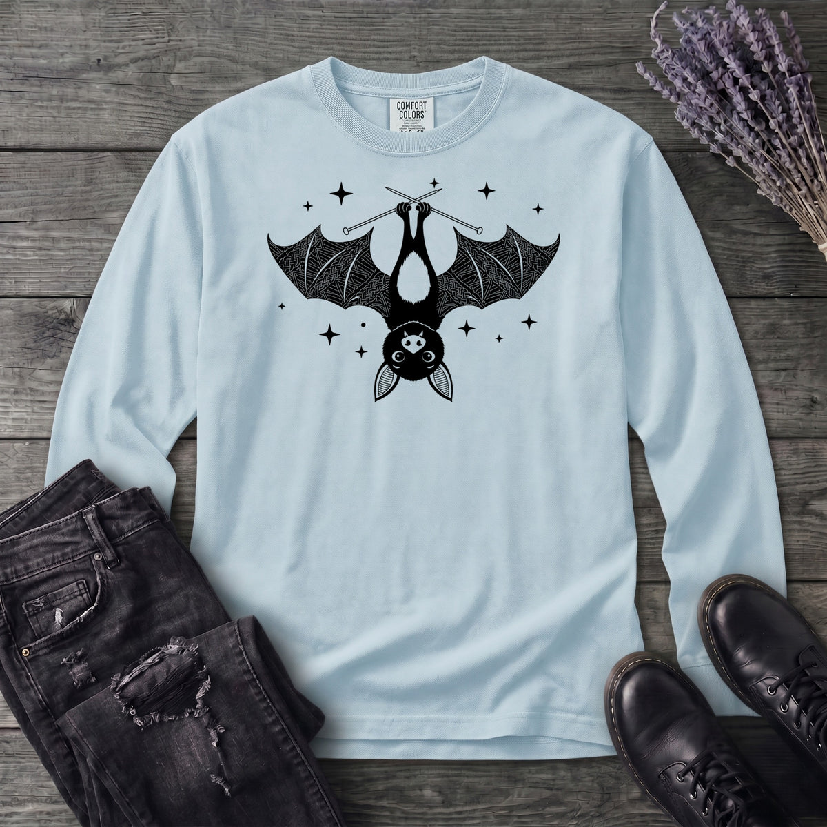 Bat Knitting Long Sleeve T-Shirt