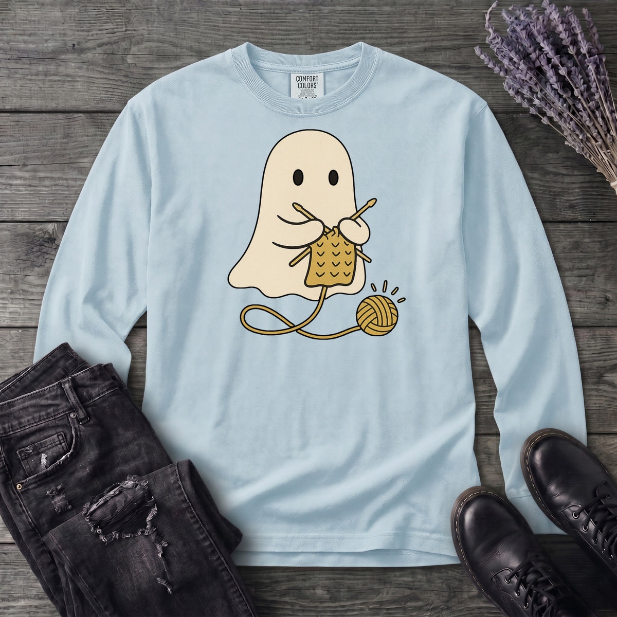 Knitting Ghost Long Sleeve T-Shirt