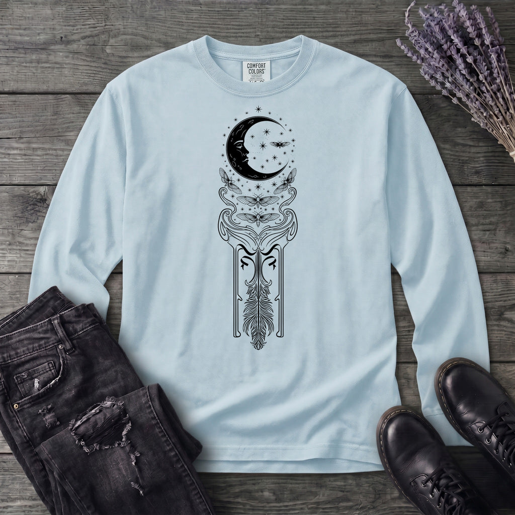 Art Nouveau Crescent Moths Long Sleeve T-Shirt